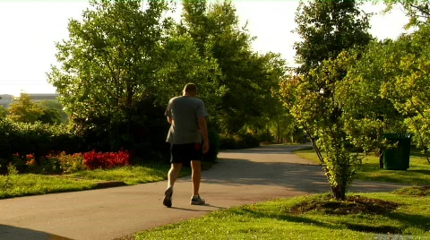 Man Walking at a Park Stock Footage 377570