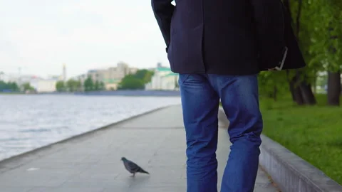 A man is walking in the park. Video stock 91116098