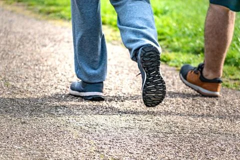 Man walking on a path, helathy activity to make exercice Stockfoto's