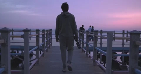 Man walking in a Pier Video stock 210557499