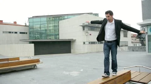 Man walking on public bench Video stock 14830113