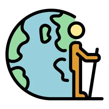 Man walking relocation icon color outline vector Stock Illustration