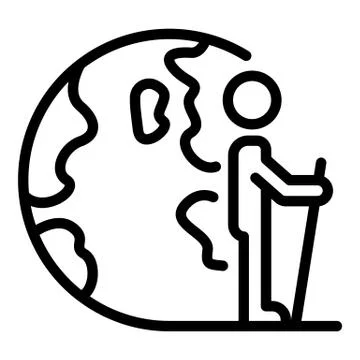 Man walking relocation icon, outline style Stock Illustration