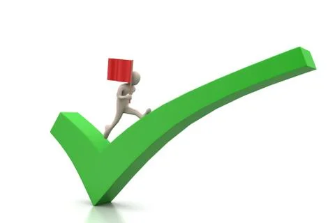 Man walking the right mark with flag Free Stock Illustration