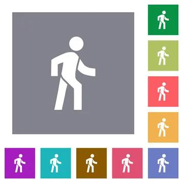 Man walking right square flat icons Ilustración de archivo