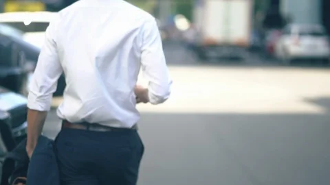 Man Is Walking On The Road Stock Footage 126117656
