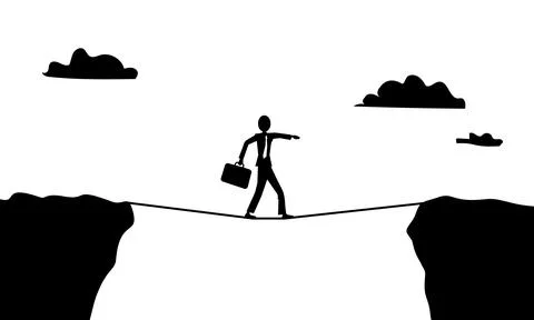 Man walking on rope Stock Illustration