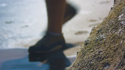 Man Walking in the Sand Stock Footage 91048061