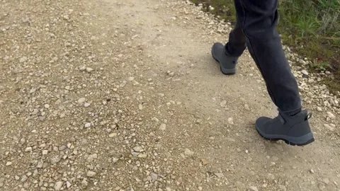 Man Walking on a Scenic Pathway Stock Footage 295811669