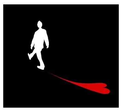 A Man Walking with Shadow of Heart Stock Illustration