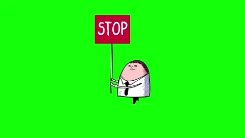 Man walking with sign STOP Stock Footage 307756218