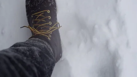 Man Walking on Snow Brooklyn during snowstorm Manhattan New York City usa Stock Footage 84739885