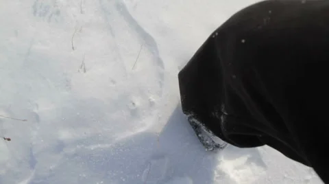 Man walking on the snow Stock Footage 35151464