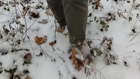 Man walking on snow. Stock Footage 70227289