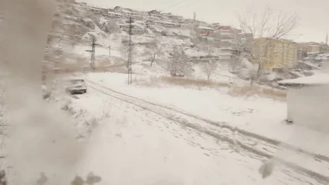 Man walking on snow 스톡 동영상 84404083