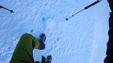 Man walking in the snow point of view 4k 1 Stock Footage 130431809