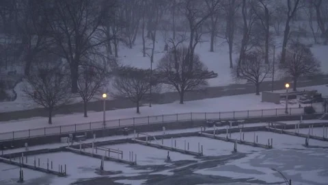 Man walking in the snow in slow motion Stock Footage 148515416
