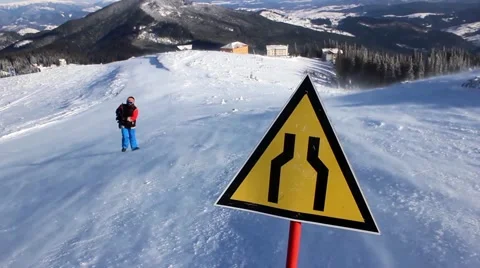 Man walking in snowstorm Stock Footage 45922570