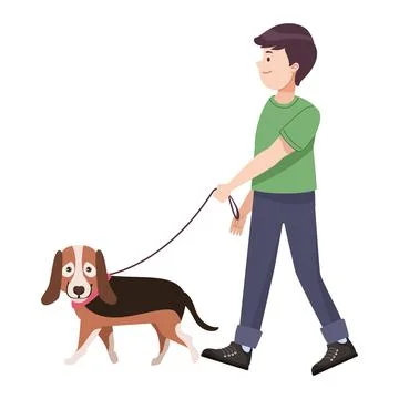Man walking with spaniel Stock Illustration