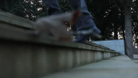 Man is walking up by stairs Stock Footage 248830313