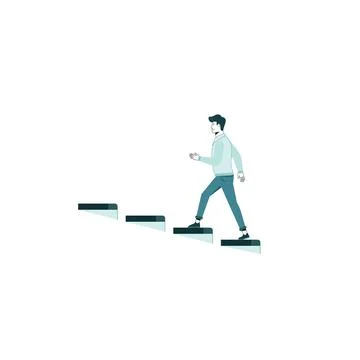 Man walking up the stairs Stock Illustration