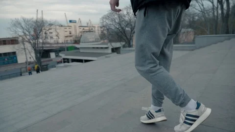 Man walking on steirs,sport,stepping up Stock Footage 106626206