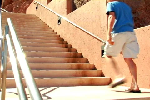 Man Walking Up Steps Stock Footage 377572
