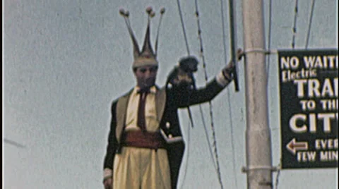 MAN Walking ON STILTS Walks Person 1960s Vintage 8mm Film Home Movie 7231 Stock Footage