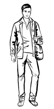Man walking on street Stock Illustration