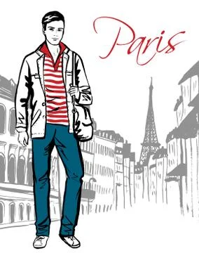 Man walking on street Illustrazione stock