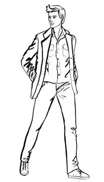 Man walking on street Stock Illustration