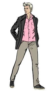 Man walking on street Stock Illustration