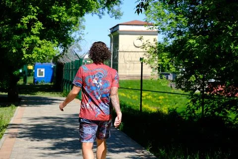A man walking on the stret Stock Photos