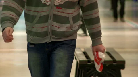 Man Walking through Shopping Centre Stock Footage 61608706
