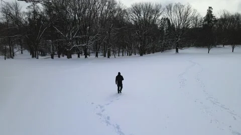 Man Walking Through Snow Stock Footage 158958316