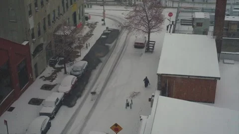 Man Walking Through Snow Storm in Brooklyn Stock Footage 301648893