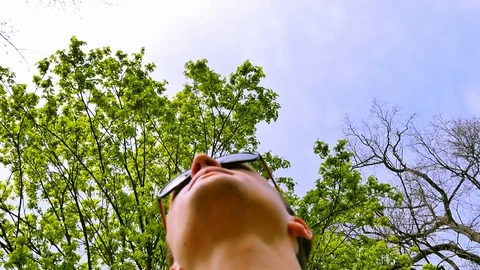 Man walking through spring park Stock Footage 89932675