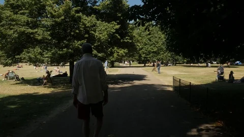 A man walking through St James's Park Stock Footage 91626311