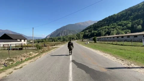 A man walking through the stable Video stock 144860417