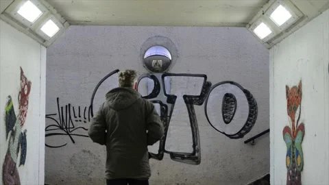 Man walking through underpass tunnel at night leeds uk Stock Footage 171482464