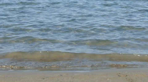 Man is Walking Through the Water on a Sandy Beach Stock Footage 54915901