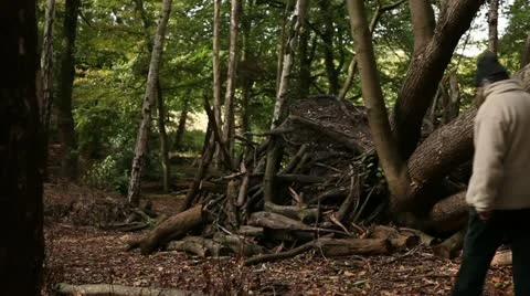 Man walking through woods 01 Stock Footage 22365802