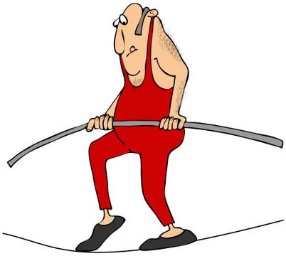Man walking a tightrope Stock Illustration