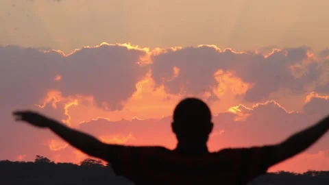 A man walking toward sunset Stock Footage 162233321