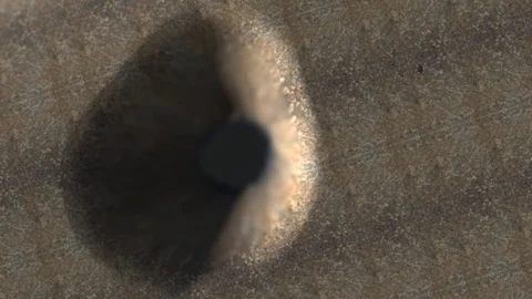Man walking towards big hole | CGI Video stock 110919459