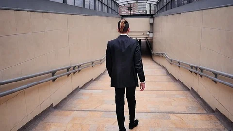 MAN WALKING ON THE TUNNEL Stock Footage 75347082