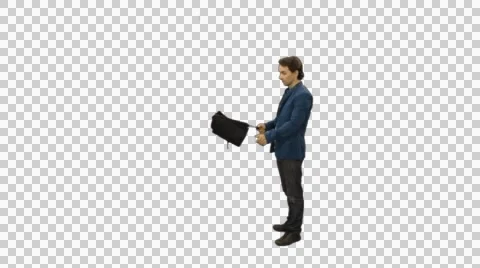 Man walking with umbrella, Full HD footage with alpha channel Stock Footage 50977930