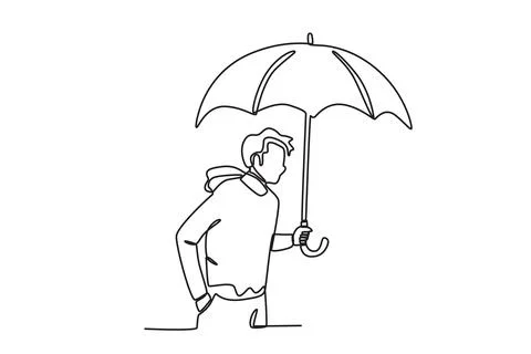 A man walking with an umbrella Stock Illustration