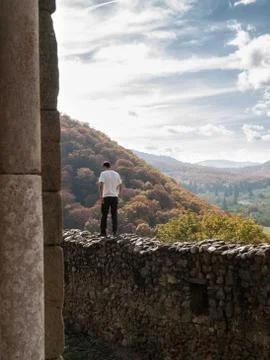 Man Walking on Wall Stock Photos