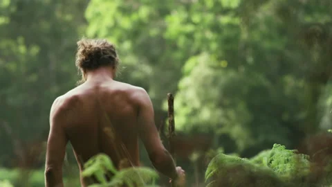 Man walking in the woods Stock Footage 279853505